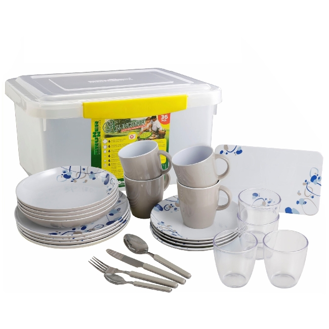 Set Stoviglie Da Campeggio BRUNNER Granada 16 Pezzi In Melamina - Antiurto, Antiscivolo, Lavabile In Lavastoviglie - Foto 3